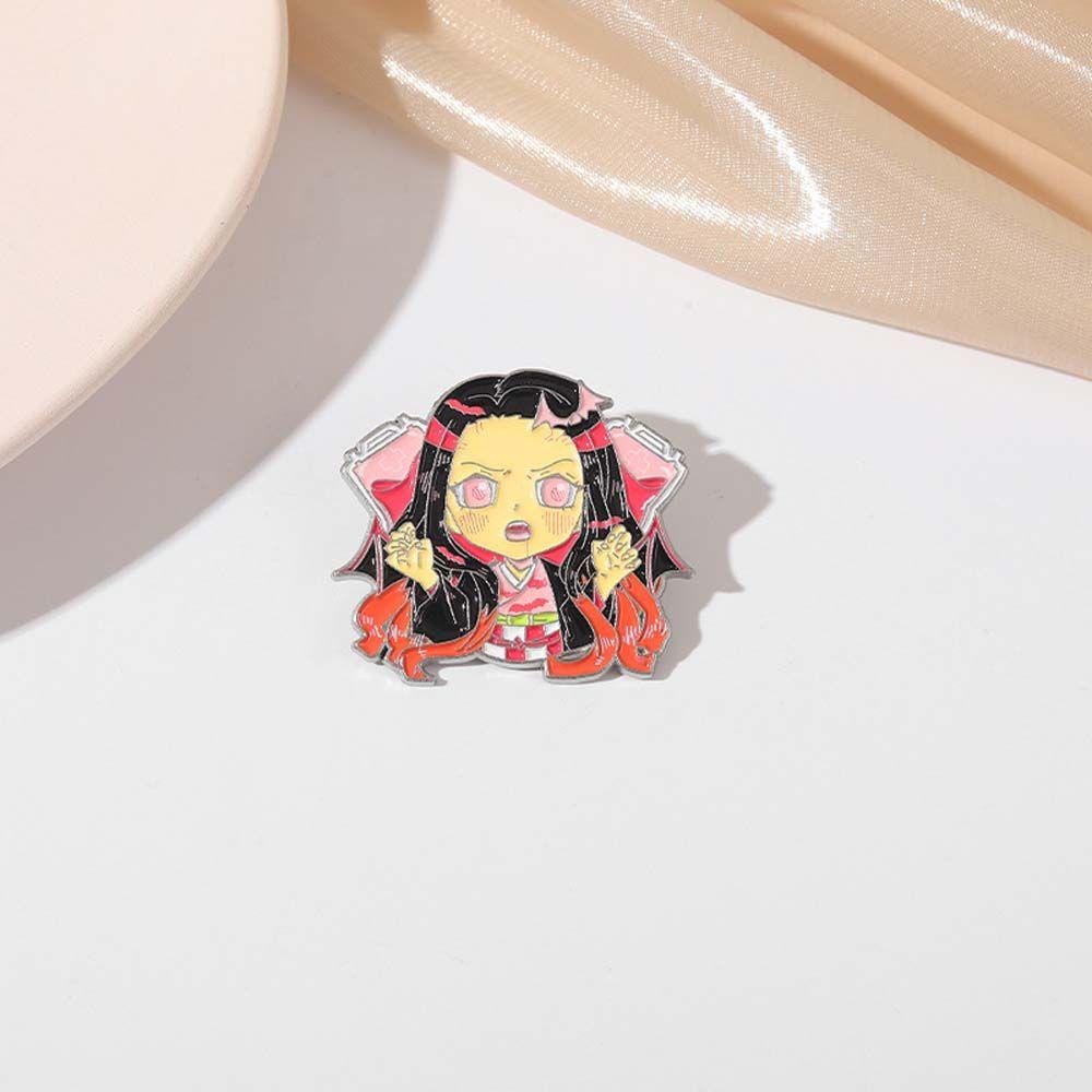 Agustinina Anime Demon Slayer Hadiah Untuk Mantel Anak Aksesoris Perhiasan Kerah Bros Anime Lencana Kimetsu no Yaiba Bros Pin