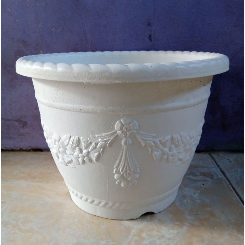 pot glory shalom warna putih tebal dan kuat diameter 40cm