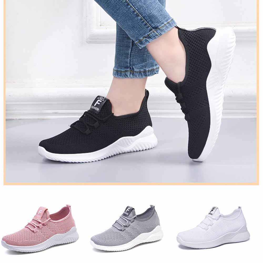 Sepatu wanita sneakers 2022 Sepatu olahraga rajutan terbang sports shoes Bahan Full Karet Anti Licin