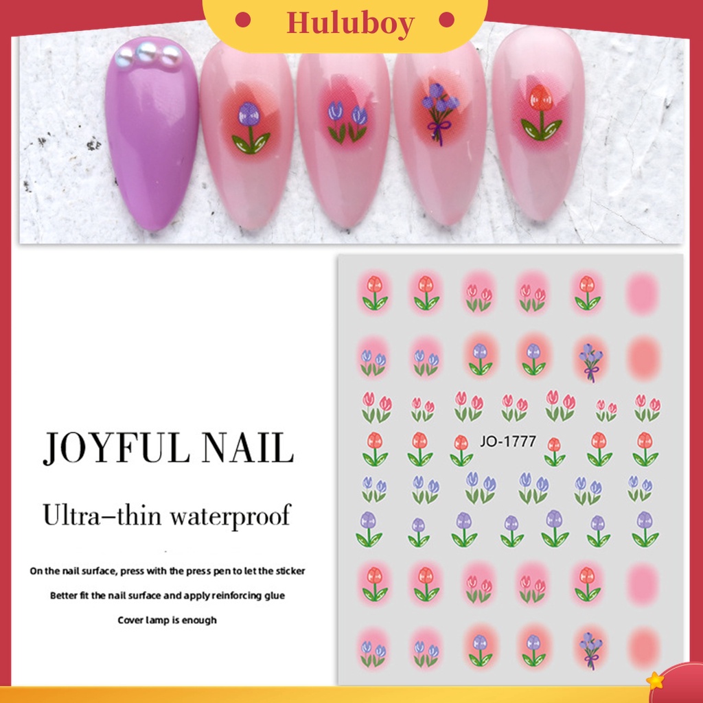 Huluboy Huluboy♡ Stiker Kuku Motif Bunga Tulip Untuk Nail Art DIY