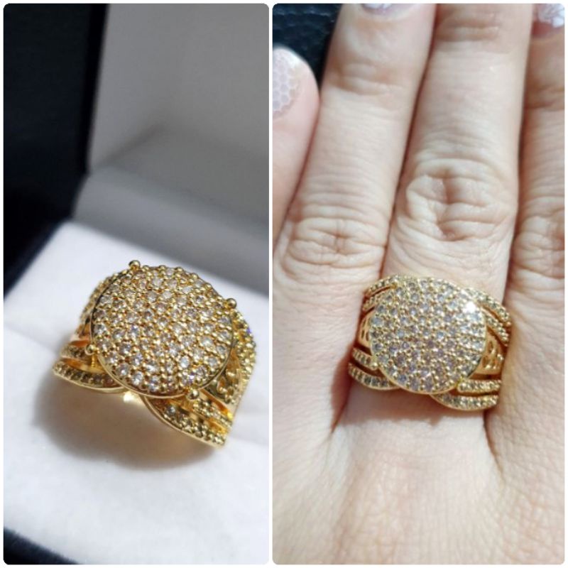 Cincin Zircon Lapis Emas Premium Quality Anti karat anti alergi Ring zircone mata kilau 021