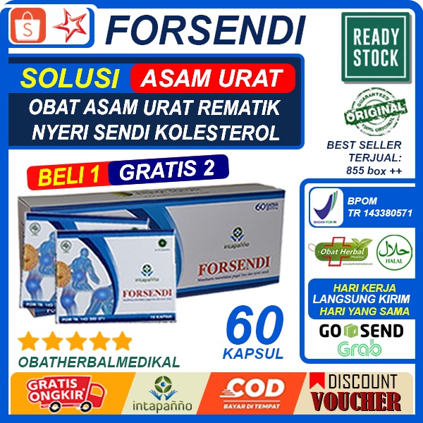 Image of FORSENDI Obat Herbal Asam Urat dan Nyeri Sendi Lutut Kolesterol 60 Kapsul #0