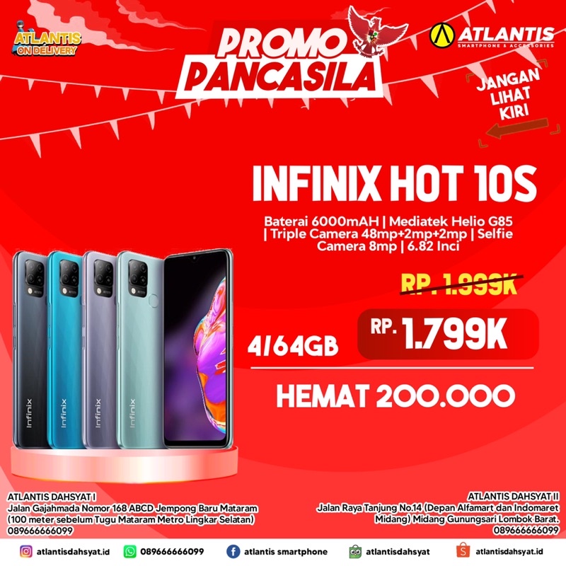 Infinix Hot 10s RAM 4/64 ~ 6/128 GB