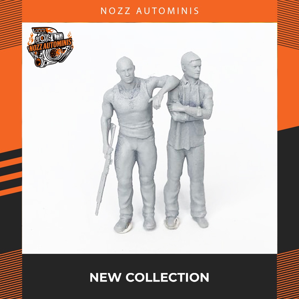 Figure Diorama Karakter Dominic Toretto & Brian O`Conner 1:64 Miniatur Model Diecast