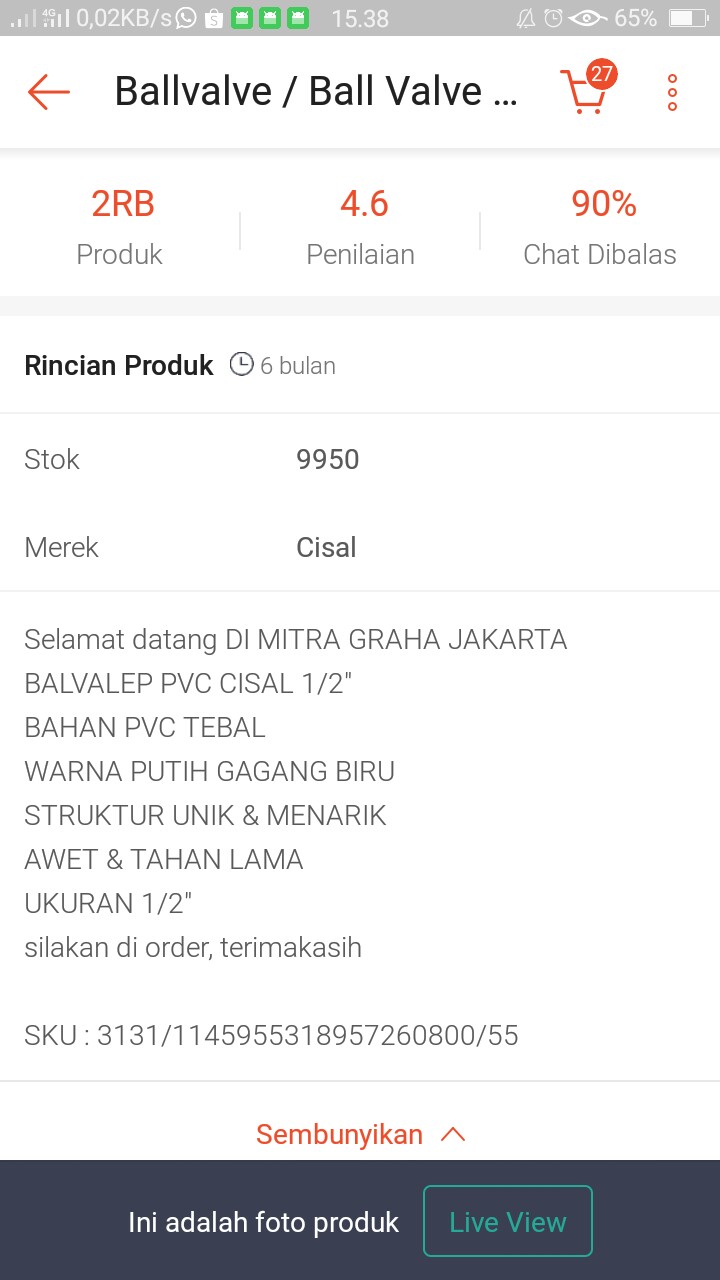 Ballvalve / Ball Valve / Stop Kran 1/2 Inch Pvc Polos Cisal Segi Mgj