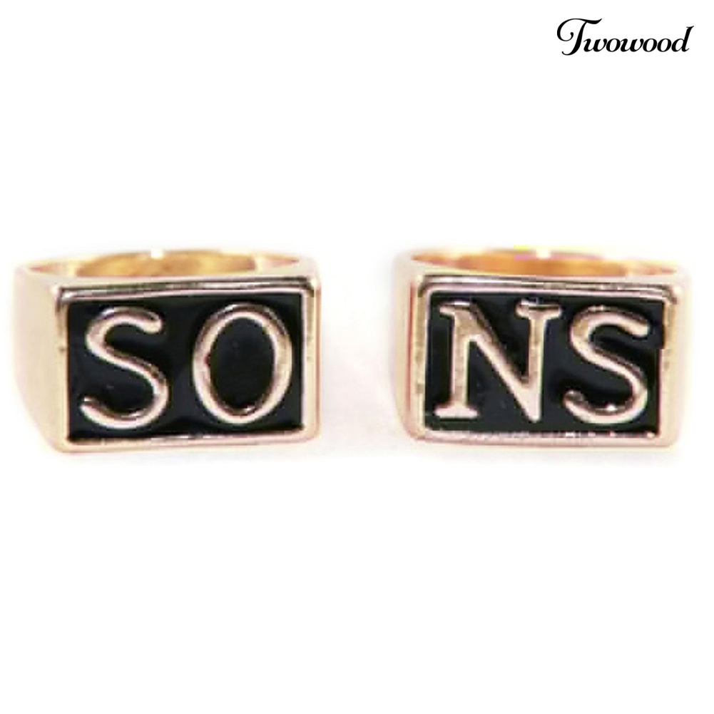 2pcs / set Cincin Jari Bahan Stainless Steel Gaya Punk Untuk Pasangan