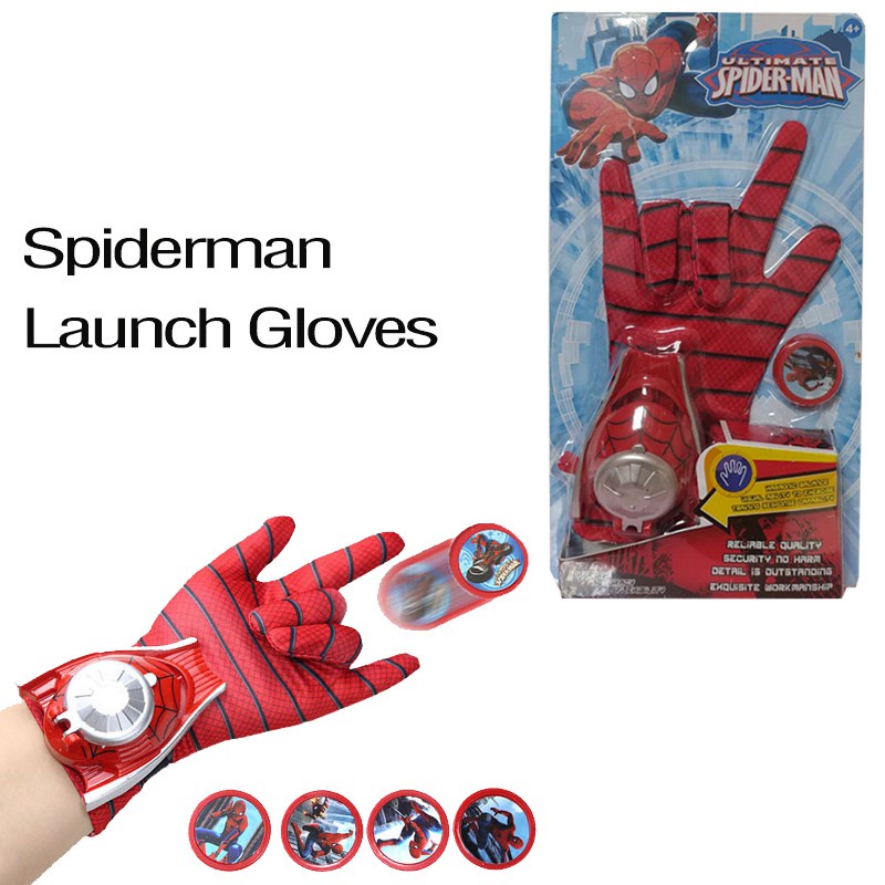 Spiderman Accessories: cosplay Toys mask, Shield, telescopic stick, cloak, card launcher