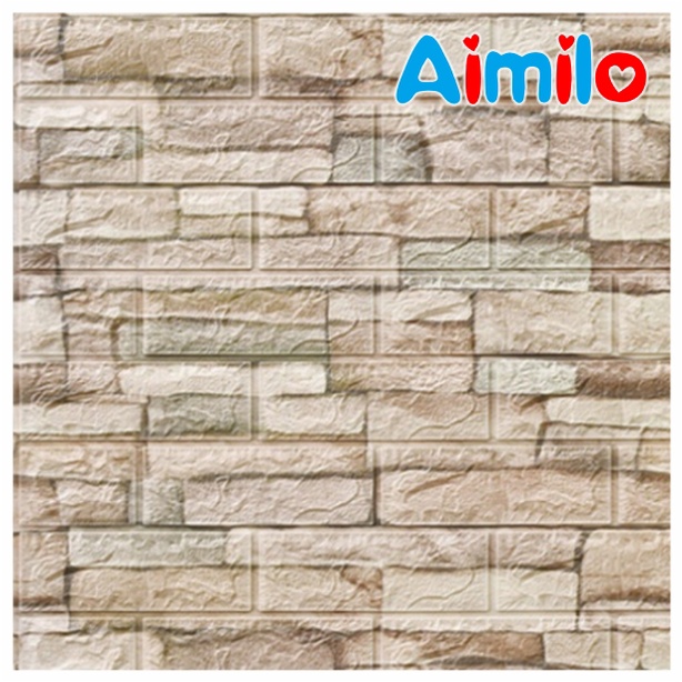 Wallpaper Dinding 3D Bahan Foam Timbul Model Bata Alam/ Batu Bata Dekorasi Ruangan 70x77-F1