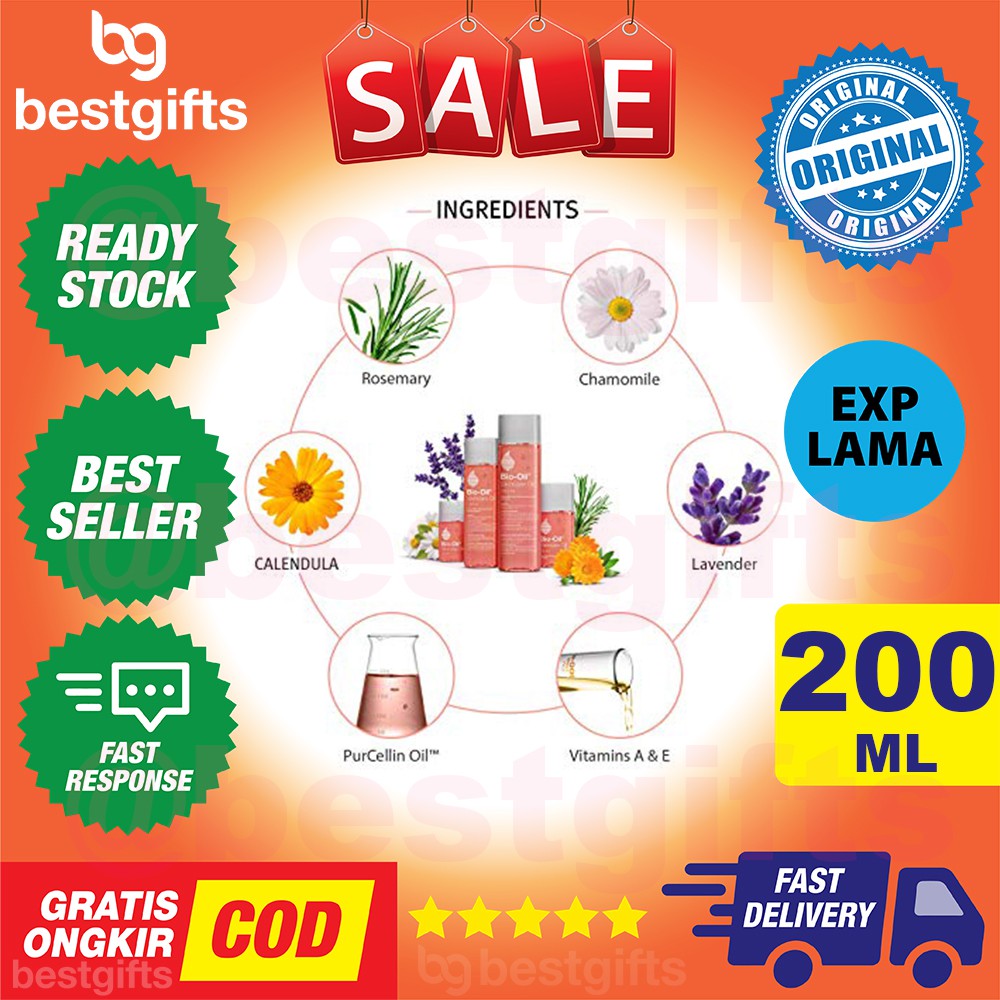 BIO OIL 200 ML 200ML BIOOIL PENGHILANG BEKAS LUKA PASCA HAMIL SCAR STRETCH MARK SELULIT STREACHMARK