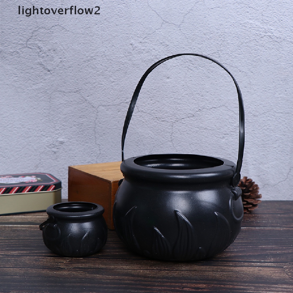 [lightoverflow2] Halloween Candy Kettles Pot Halloween Cauldron Bucket With Handle Kids Toy [new]