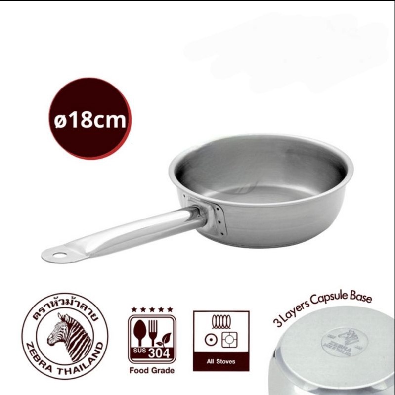 Frying Pan Zebra 18 Cm Estio Pro 175088 - Wajan Penggorengan Kuali Stainless