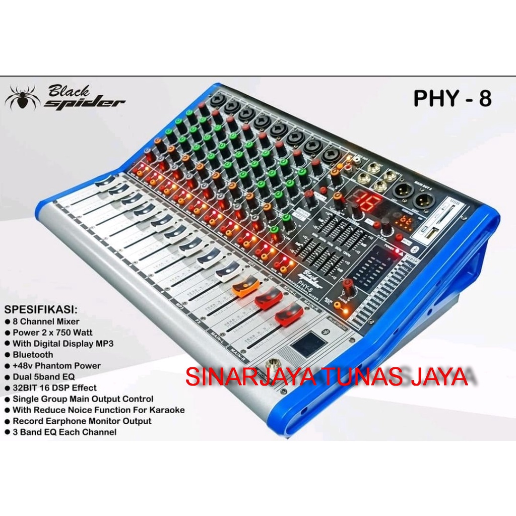 Power Mixer Black Spider PHY8 PHY-8 PHY 8 Channel 750W X 2 ORIGINAL