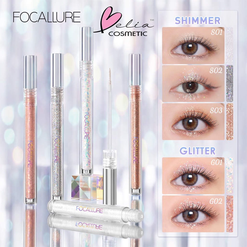 ❤ BELIA ❤ FOCALLURE Glittering Liquid Eyeshadow FA195 | Starlight Liquid Eyeshadow Shimmer Eye makeup | BPOM