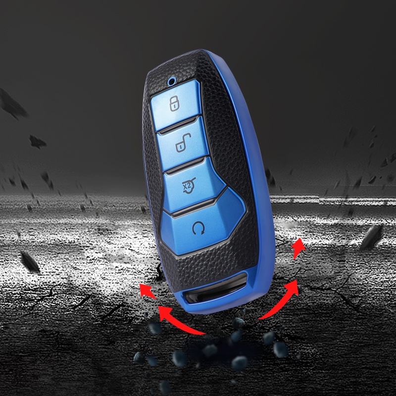 Case Pelindung Remote Kunci Mobil 4 Tombol Bahan Kulit TPU Untuk BYD Tang DM 2018-2022