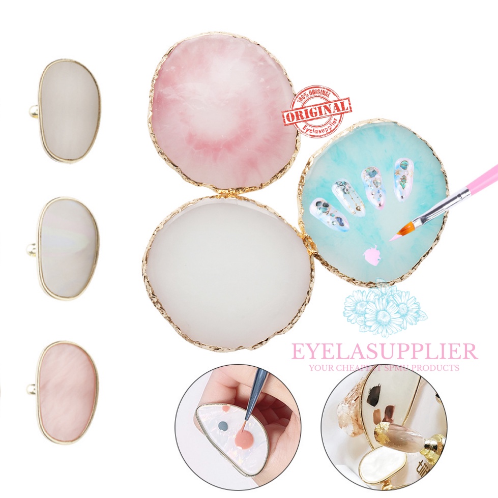 Pallete Resin Coaster Mixing Nail Gel Polish Round Ring Display Kuku Palsu Nail Art Stone Marble Nail Display Pencampur Warna Kutek DIY