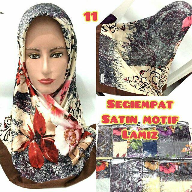 jilbab hijab kerudung segiempat segi empat satin motif lamiz murah