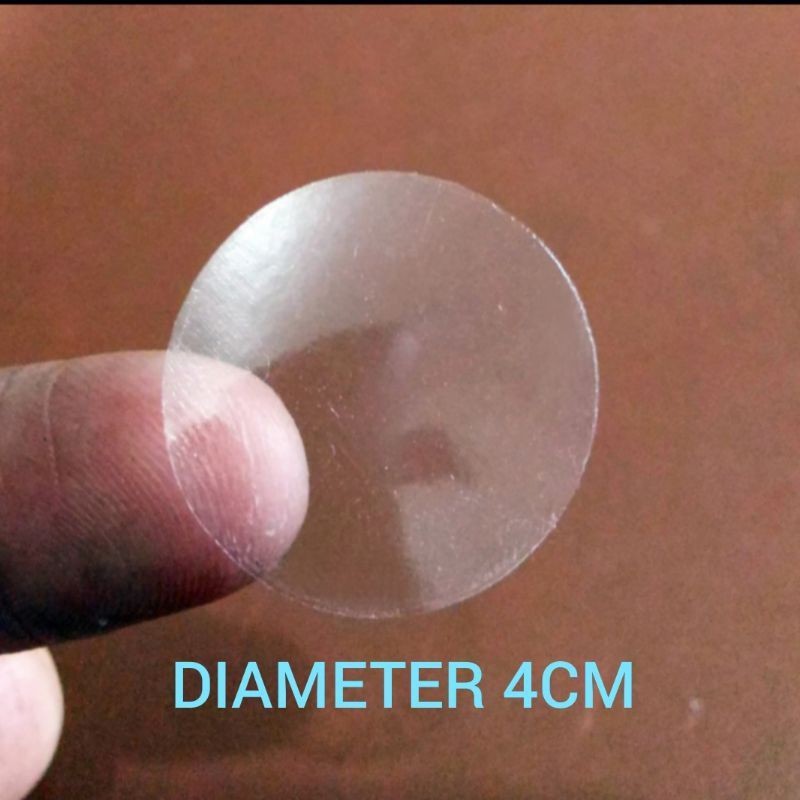 

50pcs stiker transparan vinyl polos diameter 4cm bulat bundar segel dus botol