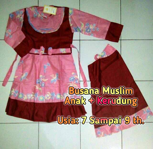 1Set Busana Muslim Anak (Gamis + Kerudung)