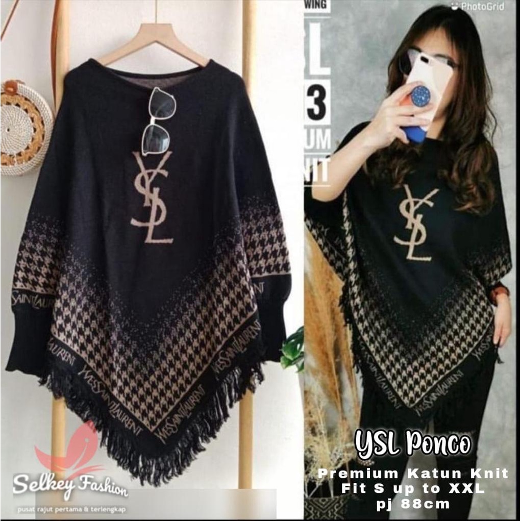PONCHO RAJUT BAJU HANGAT WANITA OUTER WANITA PONCO RAJUT MOTIF TERBARU