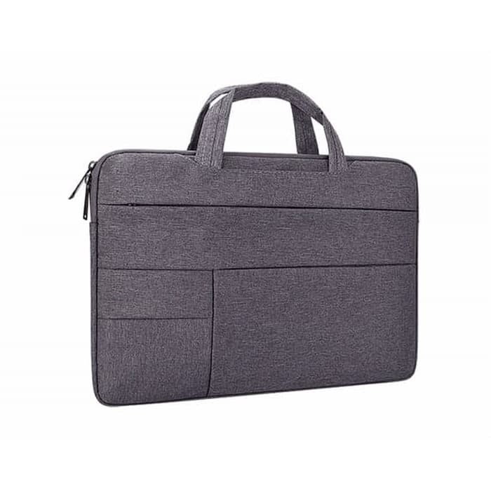 Tas Laptop 13.3 inch Softcase Sleeve Macbook Pocket Handstrap Waterproof -Dark Grey