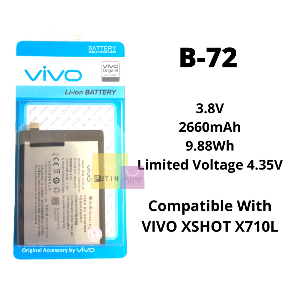 (P) Baterai Batere Battery Vivo Xshot X710L original B-72