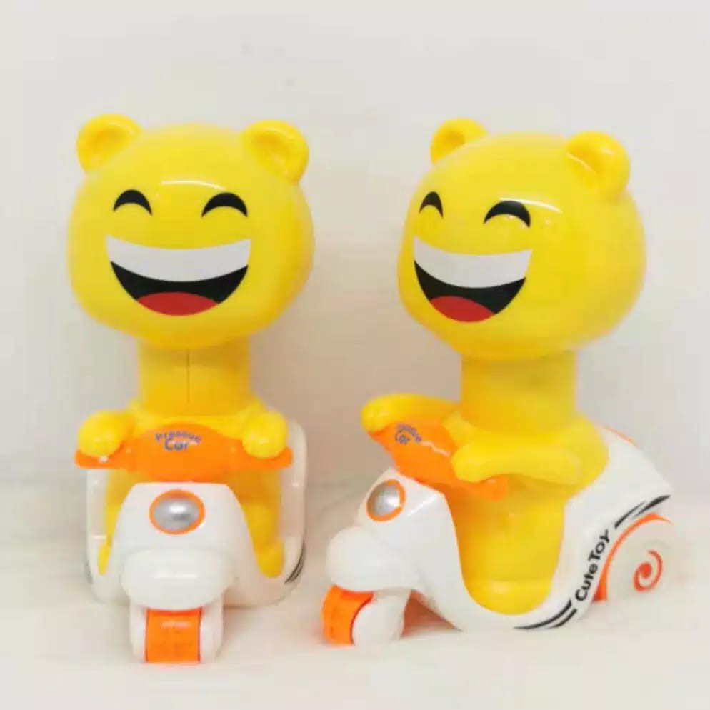 (GW) Mainan Motor Vespa Manual EMOJI [ Bisa Jalan Tanpa Batrei ]