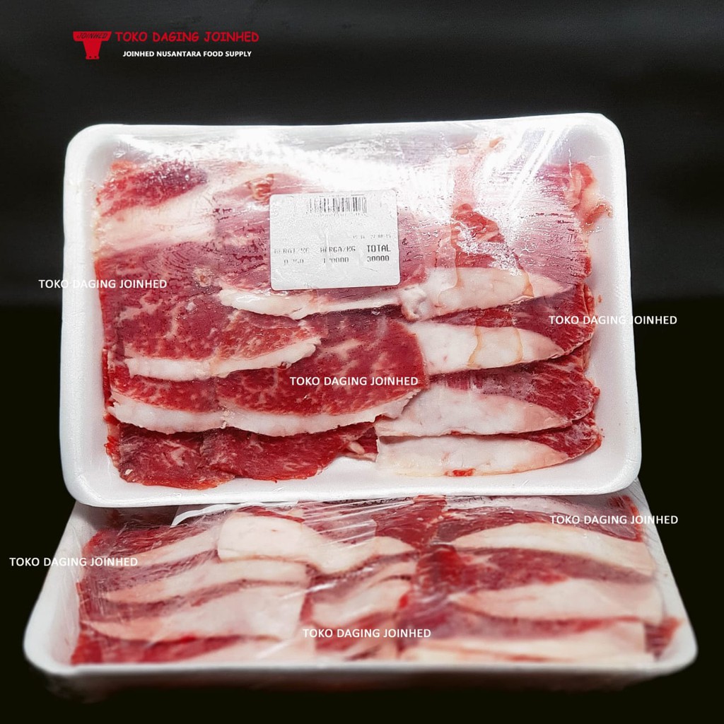 DAGING SHABU SHABU SPESIAL USA SHORTPLATE SLICED BEEF / YOSHINOYA IRIS TIPIS SEGAR FRESH 500GR HALAL