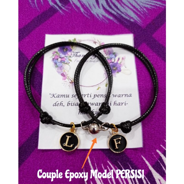 ZaphiraStore (COD) A-Z GELANG COUPLE MAGNET INISIAL EPOXY BELI 10 GRATIS 1 | GELANG CUSTOM HURUF EPOXY MAGNET