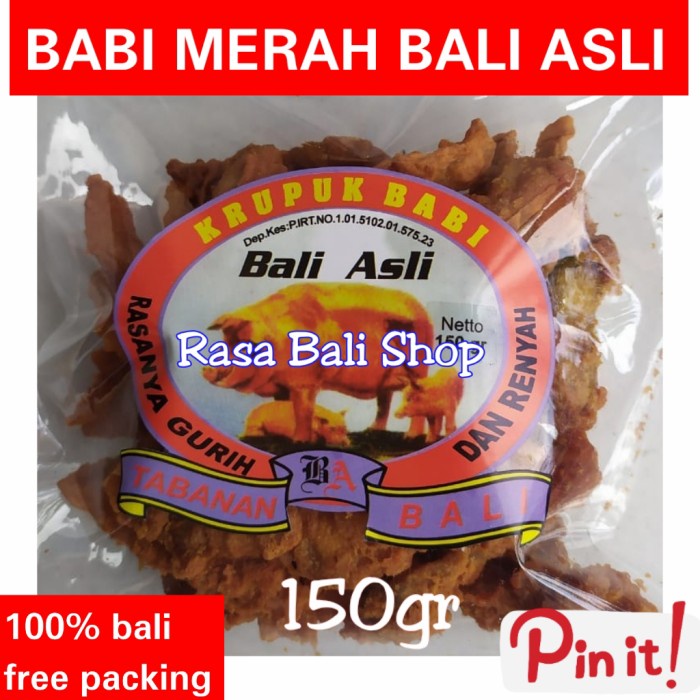 

✨COD✨ RAMBAK BABI MERAH BALI ASLI 160 GR, GORENGAN BABI MERAH, KERUPUK BABI