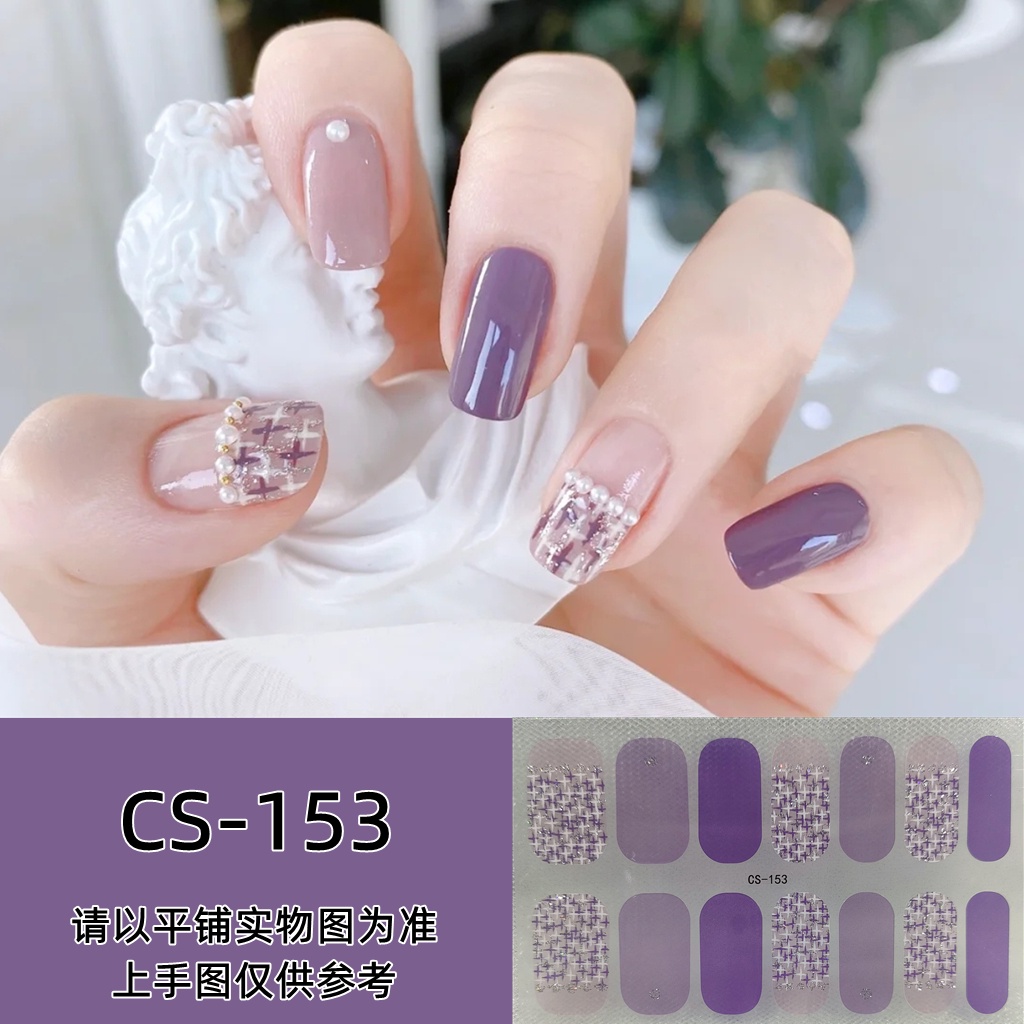 14pcs / Set Stiker Kuku Motif Kartun Warna Gradasi Anti Air / Racun Untuk Nail Art / Manicure DIY