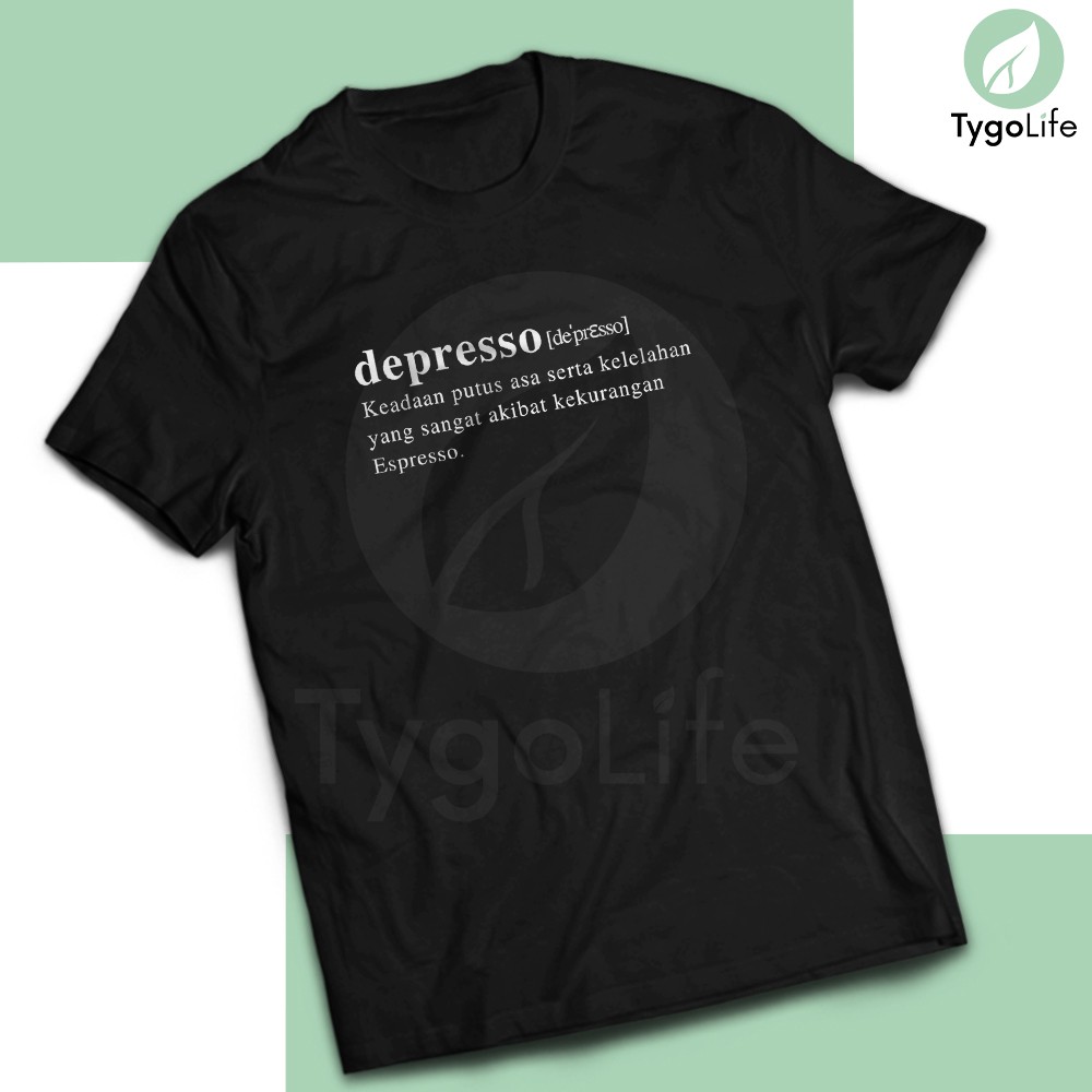 Kaos Hitam T-Shirt Katun Cotton Combed 30s Pecinta Espresso - &quot;Depresso&quot; by TygoLife