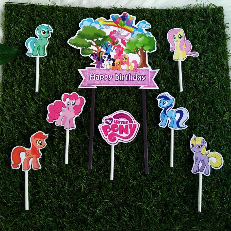 Topper Cake kuda poni karakter hiasan kue ulang tahun happy birthday