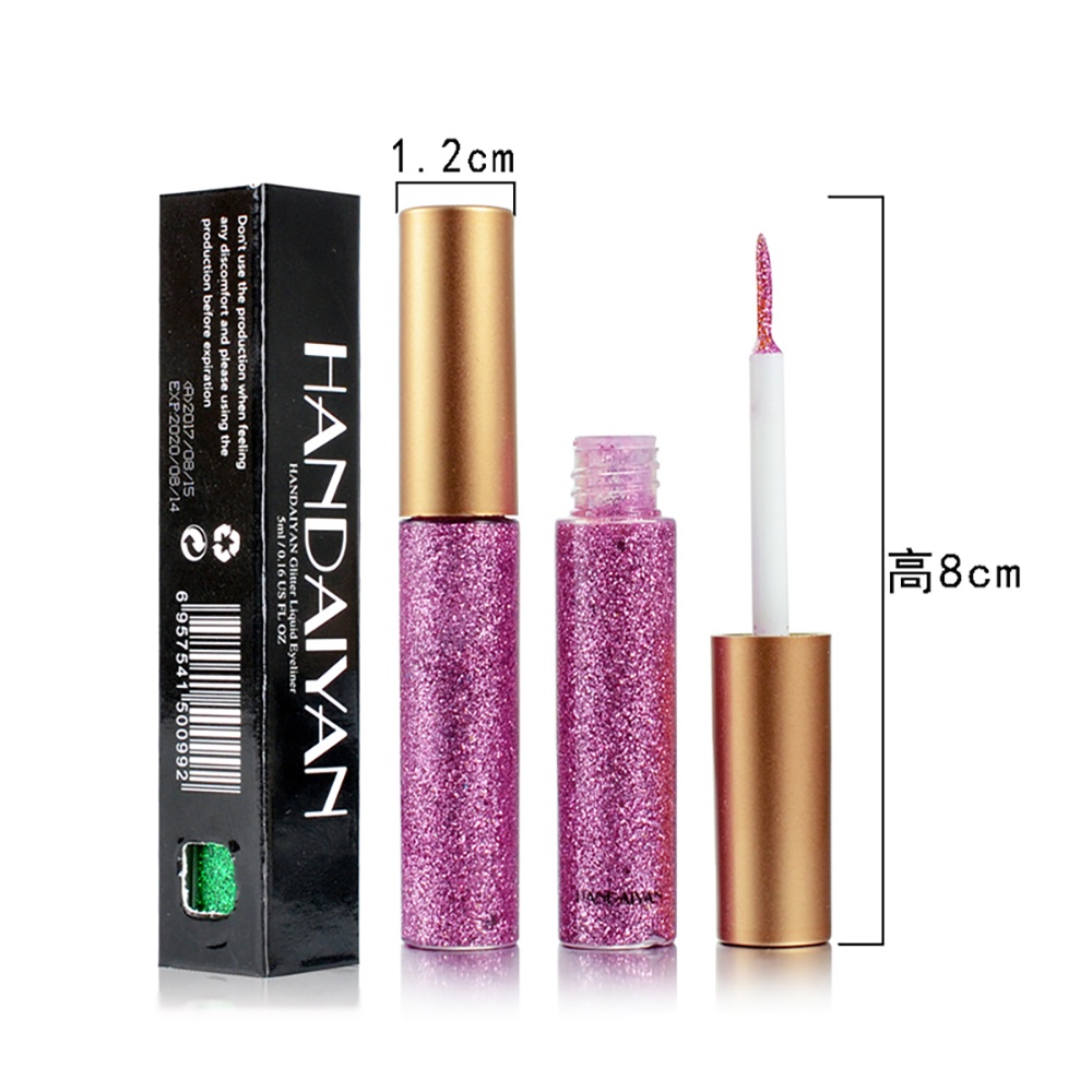 【asli】HANDAIYAN 10 Colors Liquid Glitter Eyeliner, Metallic Shimmer Glitter Eyeshadow, Long Lasting Waterproof Sparkling Eyeliner Eye Shadow