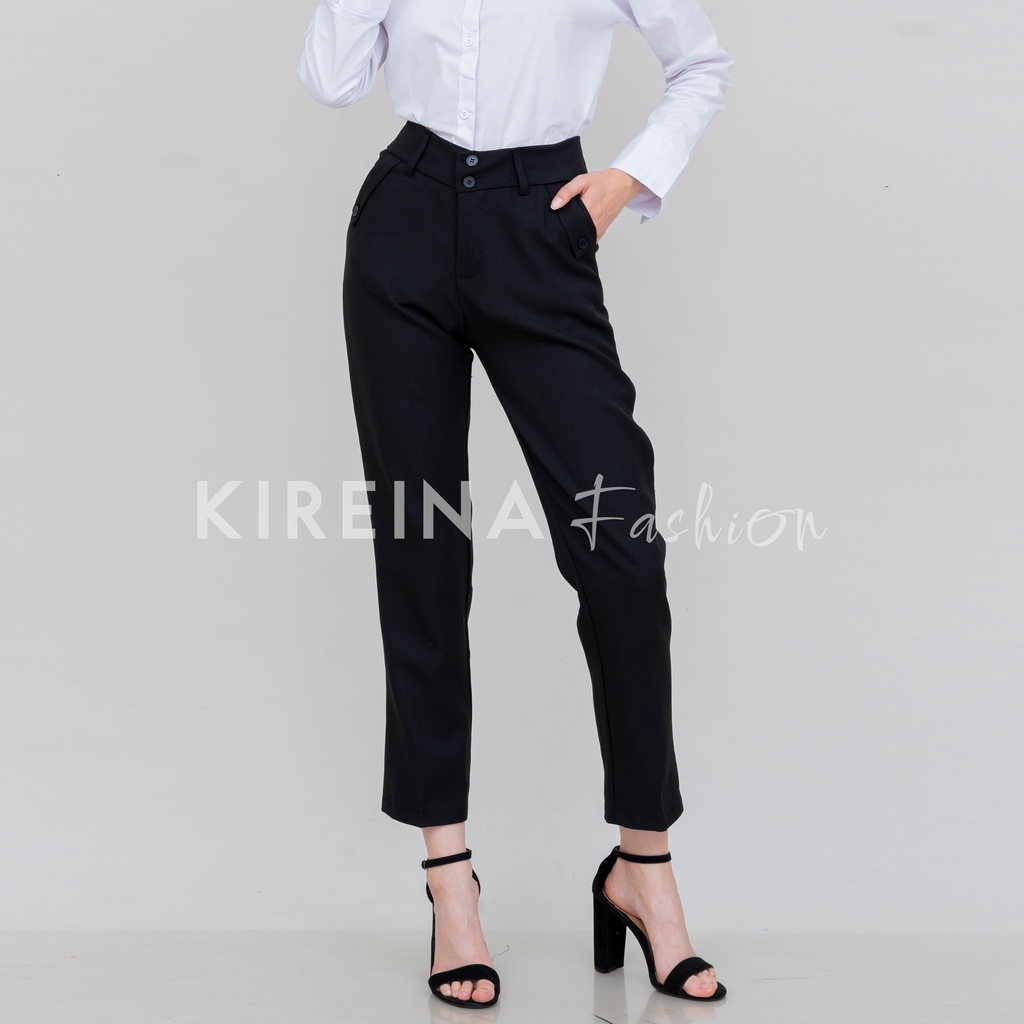 Celana Kerja Wanita Formal Celana Kerja Slimfit Celana Bahan Wanita Semi Wool | Kireina Fashion