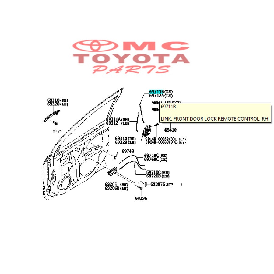 Pengait / Link Door Lock Motor Cental Lock Avanza Xenia 69711-BZ040