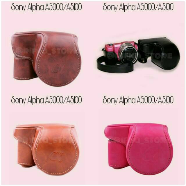 SONY ALPHA A5000/A5100 LEATHER CASE CAMERA (TAS KAMERA SONY ALPHA A5000 A5100 MIRRORLESS MURAH)