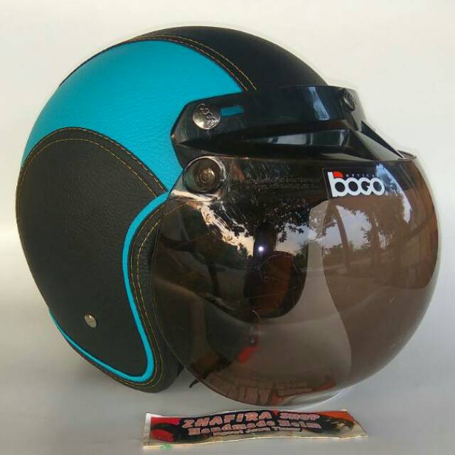 Helm Bogo Hitam Biru Toska