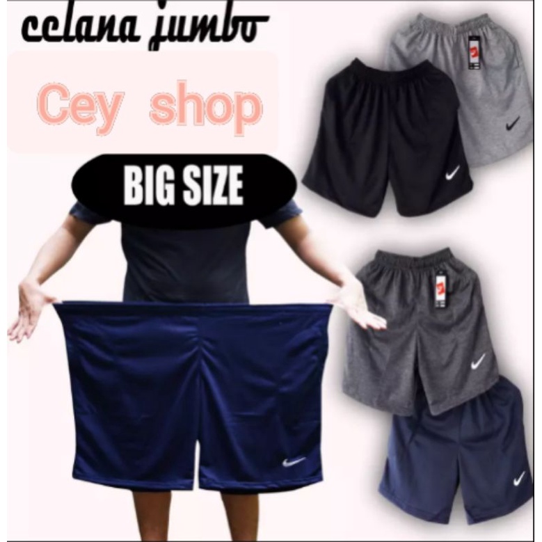 CELANA PENDEK JUMBO PRIA DAN WANITA  POLOS SIZE XXL-XXXL PINGANG KARET MELAR