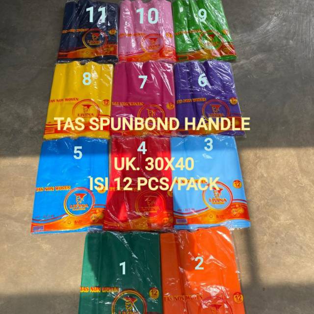 

TAS SPUNBOND HANDLE / GOODIE BAG / TAS NON WOVEN UK. 30X40 ISI 12 PCS