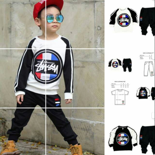SETELAN ANAK IMPORT ORIGINAL/stussy sweater tea