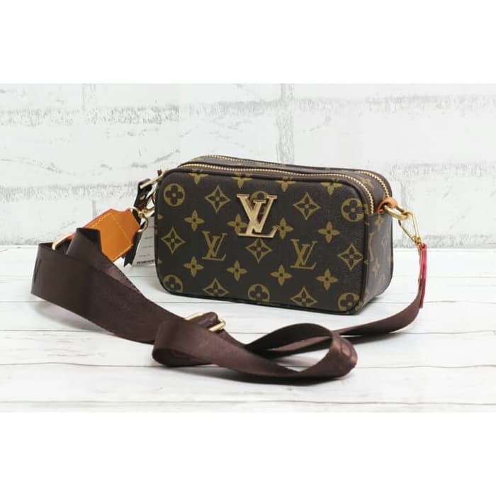 tas selempang tas wanita lv snapshot kulit 2 ruang + sertifikat lv