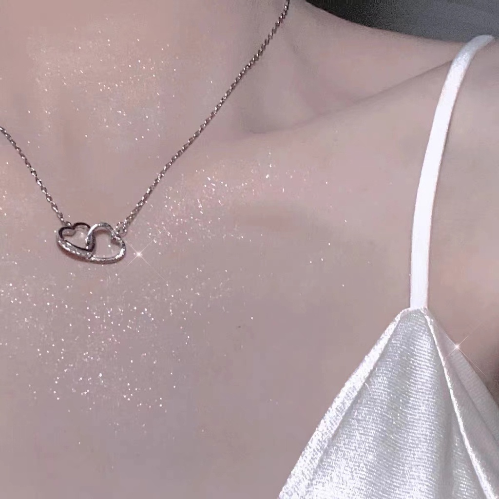 Kalung Rantai Klavikula Desain Niche Hati Gaya Korea Untuk Wanita