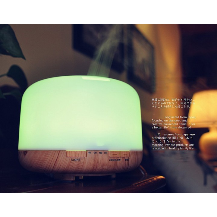 H26 - Wooden Humidifier Aroma Diffuser 7 Color LED Light 500ml