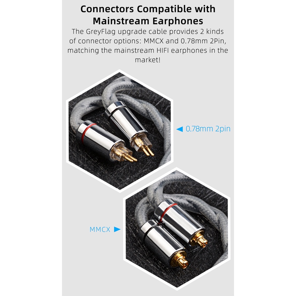 2022 NiceHCK GreyFlag Flagship 7N OCC and 6N OFC Mixed Capacitive Reactance Module Cable 3.5//2.5//4.4mm MMCX//2Pin For MK3 Lofty KXXS