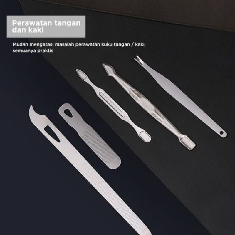 gunting kuku set manicure pedicure 19 pcs warna biru