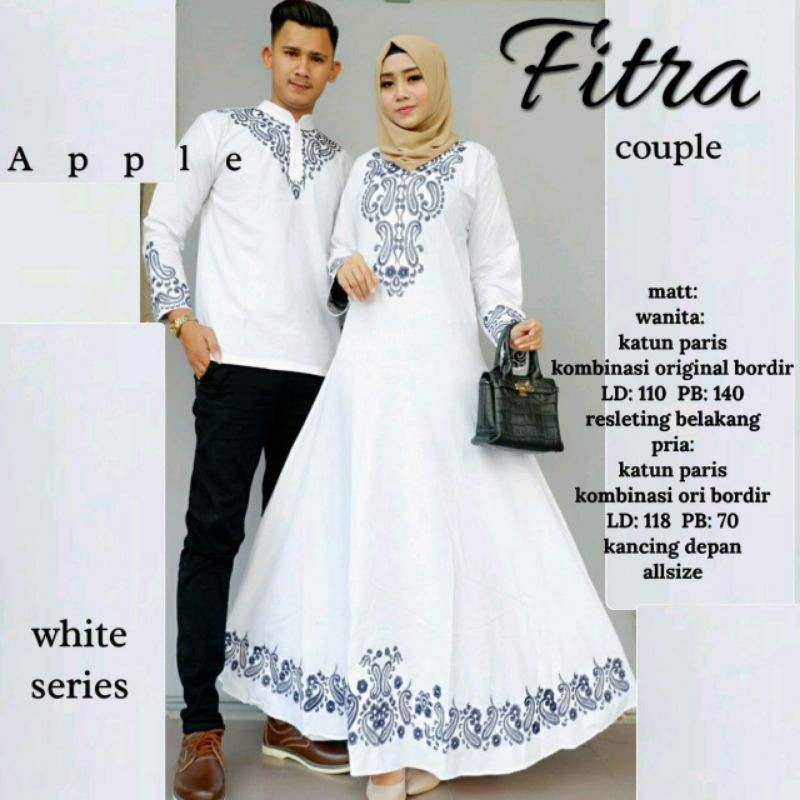 RHS ~ fitra couple gamis couple lebaran serba putih ori solo by apple