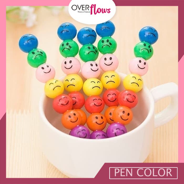 

OVERFLOWS.ID Color Pencil Emoticon pensil warna crayon bulat 7 warna Import