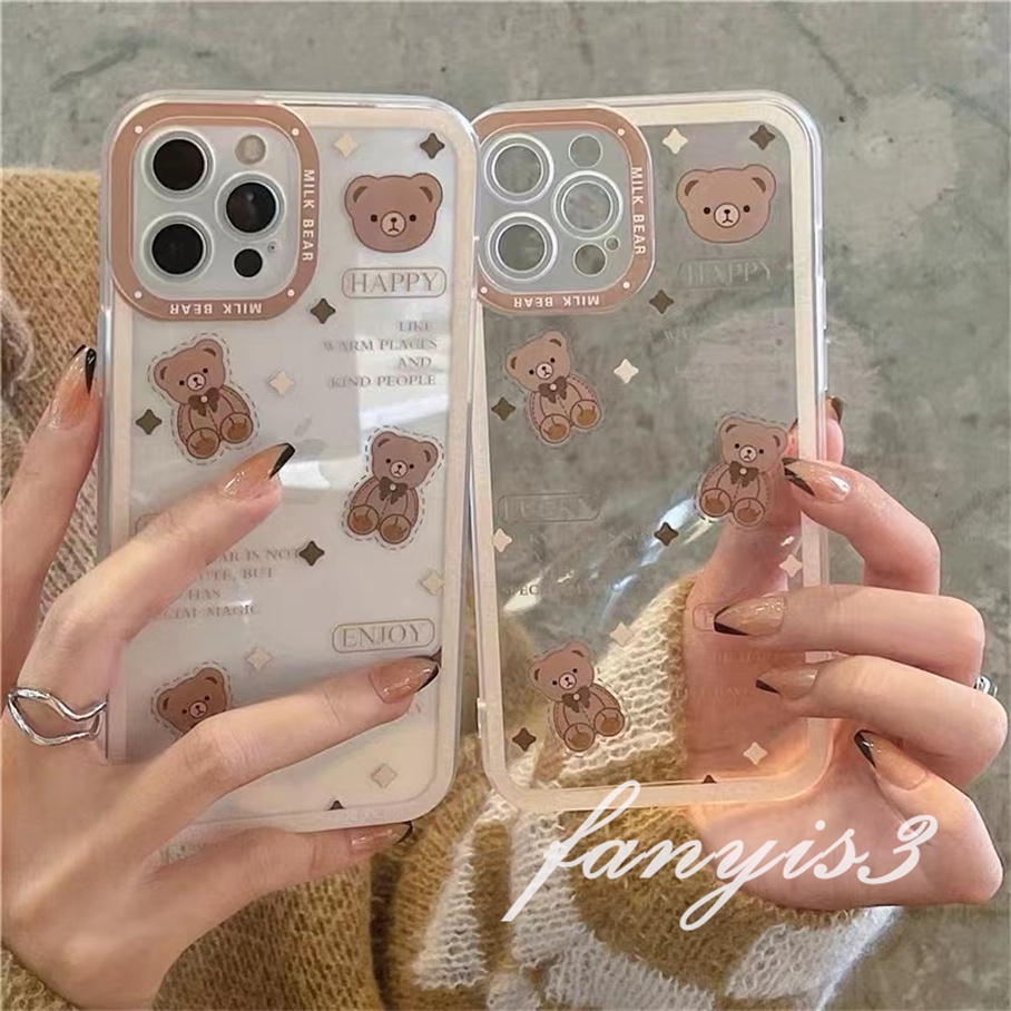 Samsung S22 S21 S20 Plus Ultra S21 FE S20 FE Note 20 Ultra Note 10 Lite Soft Case TPU Transparan Motif Boneka Beruang Cover