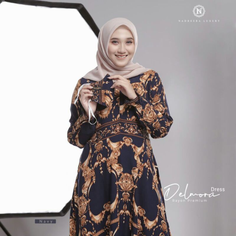 Delmora Dress Premium - Free Hijab Voal - By Nadheera Luxury - Fafa Nadheera Kudus