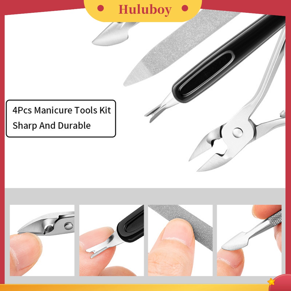 Huluboy Huluboy♡ 4pcs / Set Gunting Kuku / Kutikula / Kulit Mati Bahan Stainless Steel Untuk Manicure